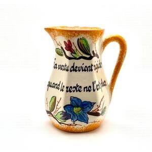 Vintage Gabriel Fourmaintraux Desvres Faïence Pitcher – c.1950s – French Proverb